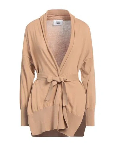 Alpha Studio Woman Cardigan Camel Size 10 Cotton In Beige