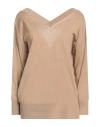 Alpha Studio Woman Cardigan Camel Size 6 Cotton In Beige