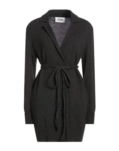 Alpha Studio Woman Cardigan Charcoal Size 6 Cashmere