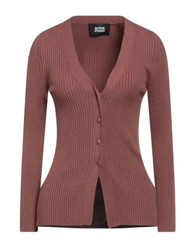 Alpha Studio Woman Cardigan Chocolate Brown Size 6 Viscose, Polyester, Polyamide