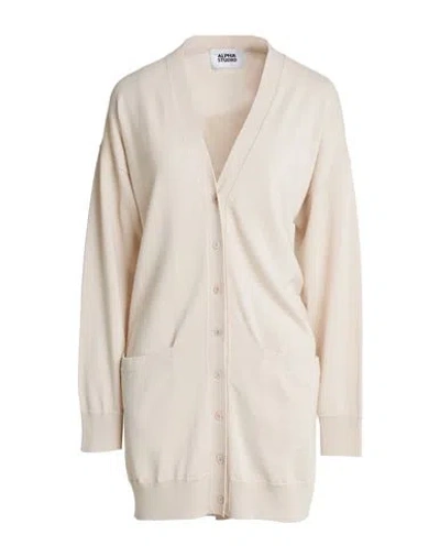 Alpha Studio Woman Cardigan Cream Size 8 Merino Wool In Multi