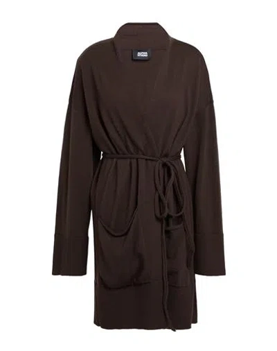 Alpha Studio Woman Cardigan Dark Brown Size 10 Merino Wool