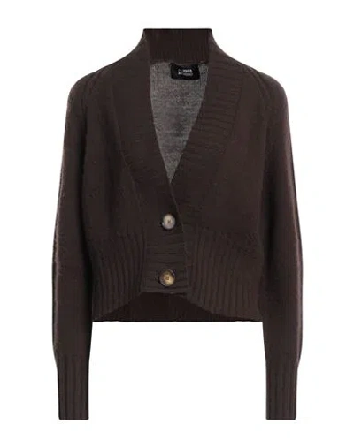 Alpha Studio Woman Cardigan Dark Brown Size 10 Wool
