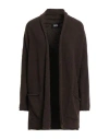 Alpha Studio Woman Cardigan Dark Brown Size 10 Wool, Polyamide