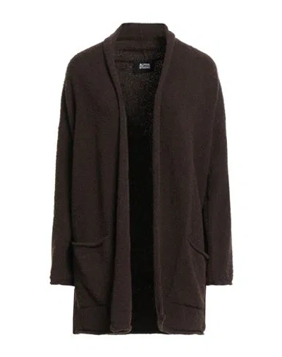 Alpha Studio Woman Cardigan Dark Brown Size 10 Wool, Polyamide