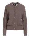 Alpha Studio Woman Cardigan Dark Brown Size 12 Baby Alpaca Wool, Recycled Polyamide, Polyamide