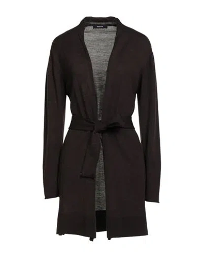 Alpha Studio Woman Cardigan Dark Brown Size 12 Wool