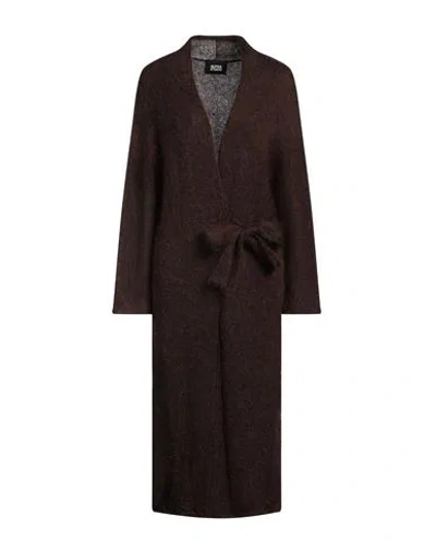 Alpha Studio Woman Cardigan Dark Brown Size 6 Mohair Wool, Polyamide