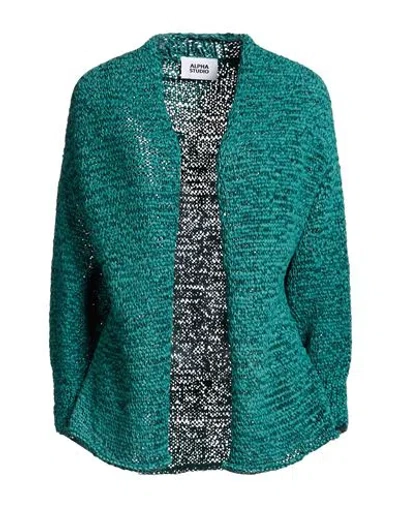 Alpha Studio Woman Cardigan Dark Green Size 10 Polyester, Polyamide