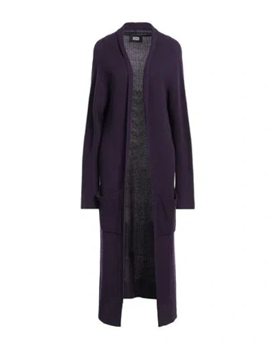 Alpha Studio Woman Cardigan Dark Purple Size 6 Recycled Wool, Ecovero Viscose, Recycled Polyamide, R