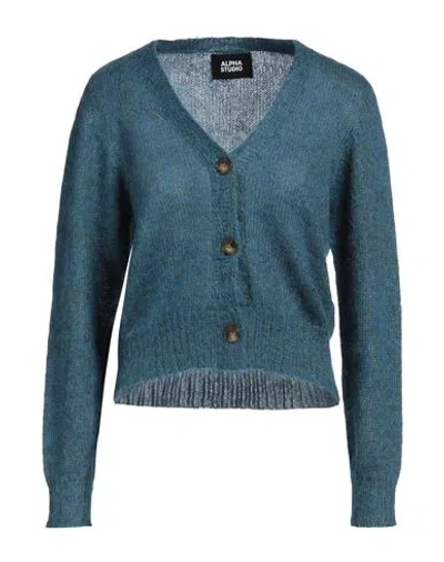 Alpha Studio Woman Cardigan Deep Teal Size 10 Wool, Polyamide In Green