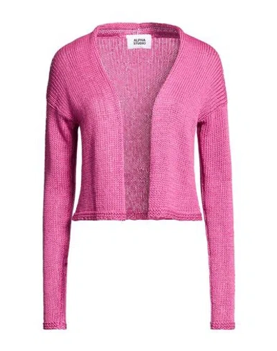 Alpha Studio Woman Cardigan Fuchsia Size 6 Cotton In Pink