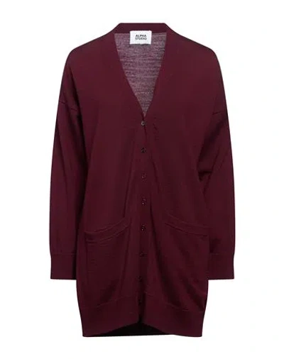 Alpha Studio Woman Cardigan Garnet Size 10 Merino Wool In Red