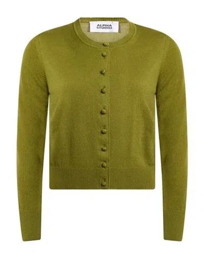 Alpha Studio Woman Cardigan Green Size 2 Wool