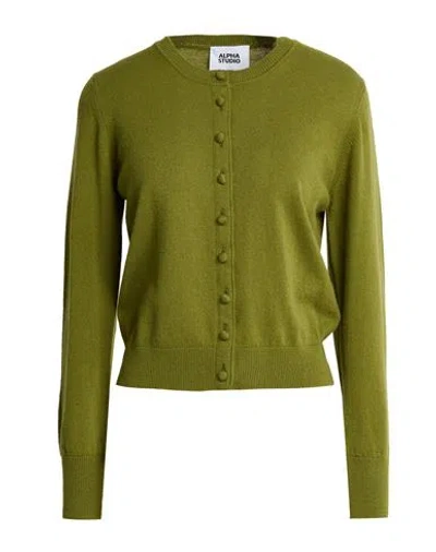 Alpha Studio Woman Cardigan Green Size 6 Geelong Wool