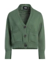 Alpha Studio Woman Cardigan Green Size 8 Merino Wool