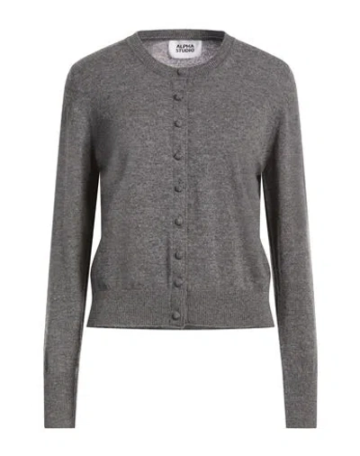 Alpha Studio Woman Cardigan Grey Size 10 Geelong Wool In Gray