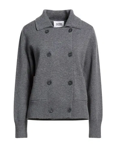 Alpha Studio Woman Cardigan Grey Size 2 Geelong Wool In Gray