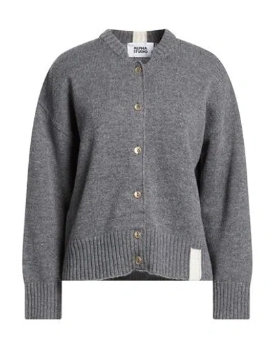 Alpha Studio Woman Cardigan Grey Size 8 Geelong Wool In Gray