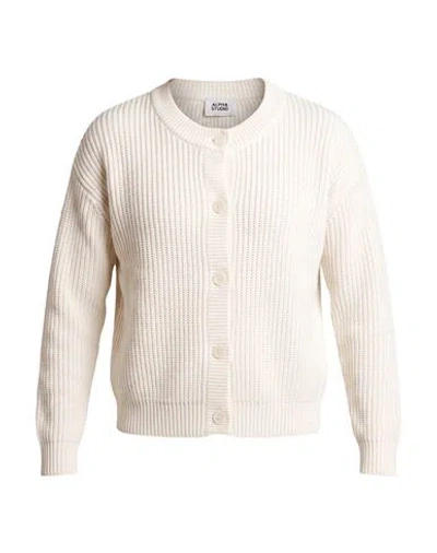 Alpha Studio Woman Cardigan Ivory Size 14 Merino Wool In White