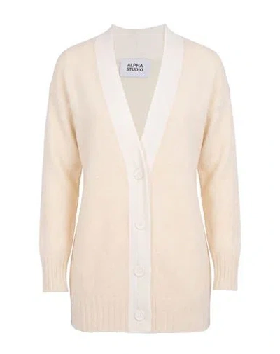 Alpha Studio Woman Cardigan Ivory Size 2 Virgin Wool, Polyamide, Merino Wool In White