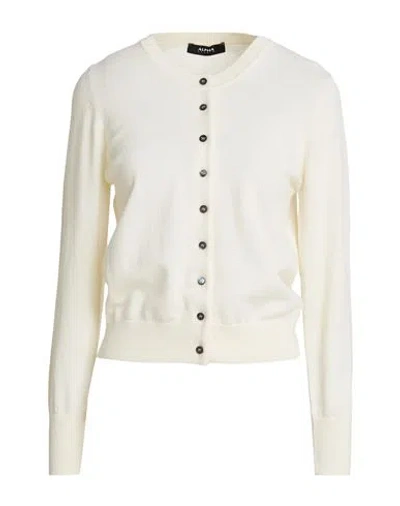 Alpha Studio Woman Cardigan Ivory Size 6 Geelong Wool In White