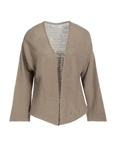 Alpha Studio Woman Cardigan Khaki Size 6 Linen, Cotton In Beige