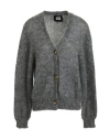 Alpha Studio Woman Cardigan Lead Size 8 Wool, Polyamide In Grey