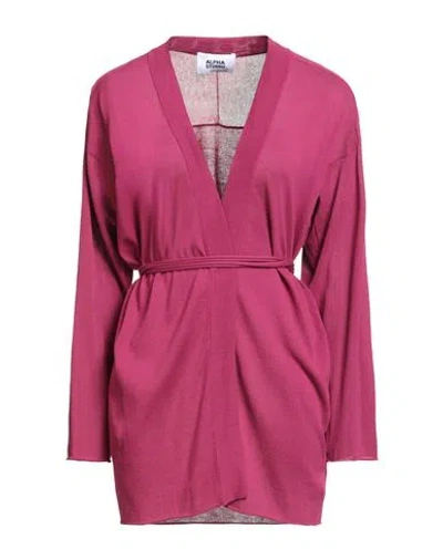 Alpha Studio Woman Cardigan Magenta Size 10 Cotton In Purple