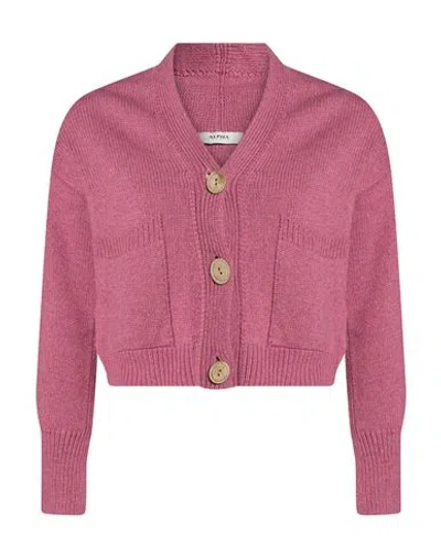 Alpha Studio Woman Cardigan Mauve Size 12 Wool, Alpaca Wool, Polyamide In Pink