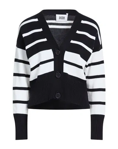 Alpha Studio Woman Cardigan Midnight Blue Size 10 Cotton In Multi