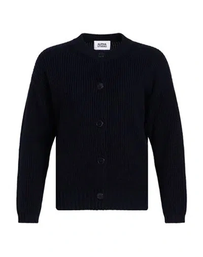 Alpha Studio Woman Cardigan Midnight Blue Size 4 Merino Wool In Multi