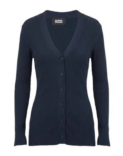 Alpha Studio Woman Cardigan Midnight Blue Size 6 Viscose, Polyester, Polyamide