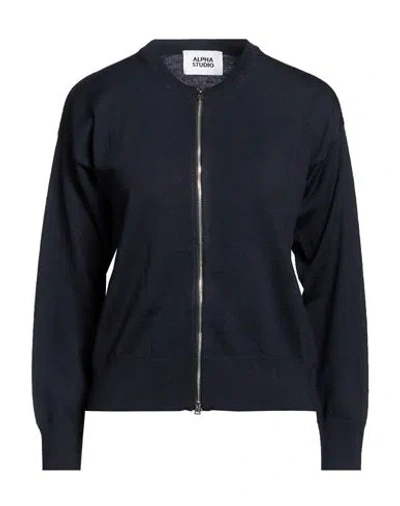 Alpha Studio Woman Cardigan Midnight Blue Size 6 Wool