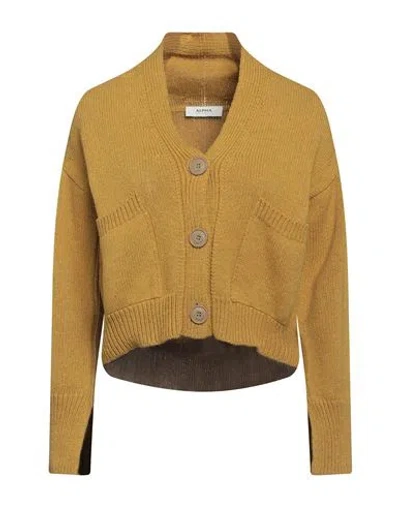 Alpha Studio Woman Cardigan Mustard Size 6 Wool, Alpaca Wool, Polyamide In Yellow