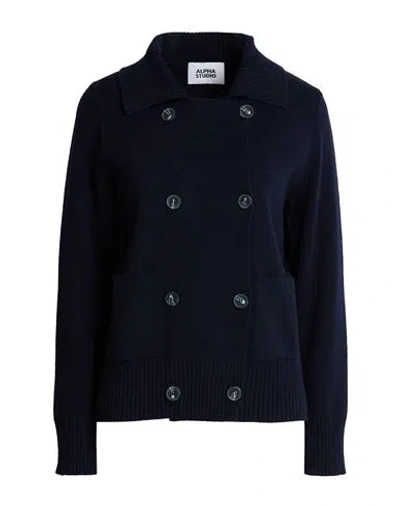 Alpha Studio Woman Cardigan Navy Size 10 Wool In Multi