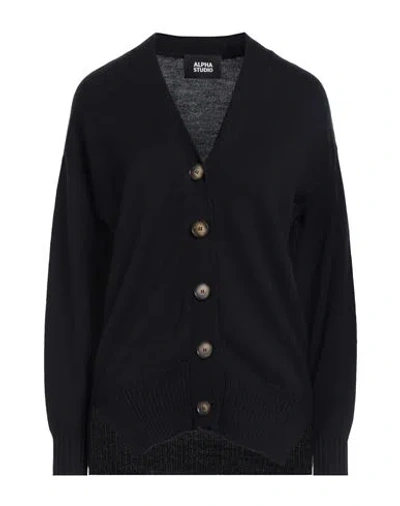 Alpha Studio Woman Cardigan Navy Size 6 Merino Wool