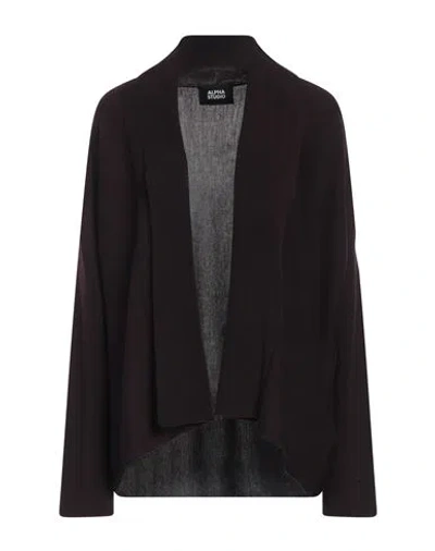 Alpha Studio Woman Cardigan Plum Size 10 Merino Wool In Purple