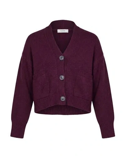 Alpha Studio Woman Cardigan Plum Size 6 Wool, Alpaca Wool, Polyamide In Brown