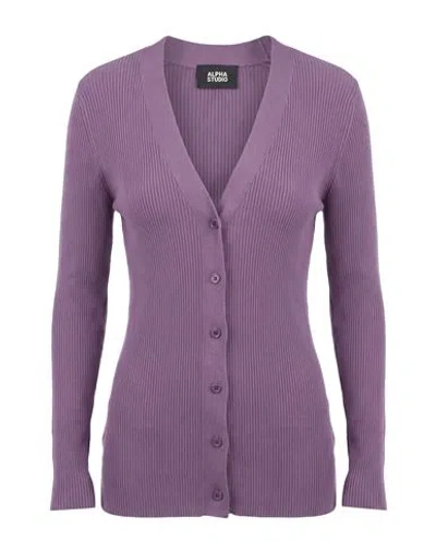 Alpha Studio Woman Cardigan Purple Size 10 Viscose, Polyester, Polyamide