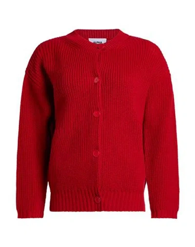 Alpha Studio Woman Cardigan Red Size 10 Merino Wool