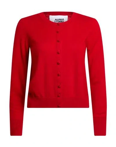 Alpha Studio Woman Cardigan Red Size 6 Wool
