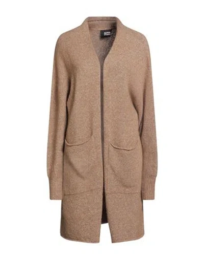 Alpha Studio Woman Cardigan Sand Size 10 Alpaca Wool, Polyamide, Cotton, Modal, Elastane In Brown