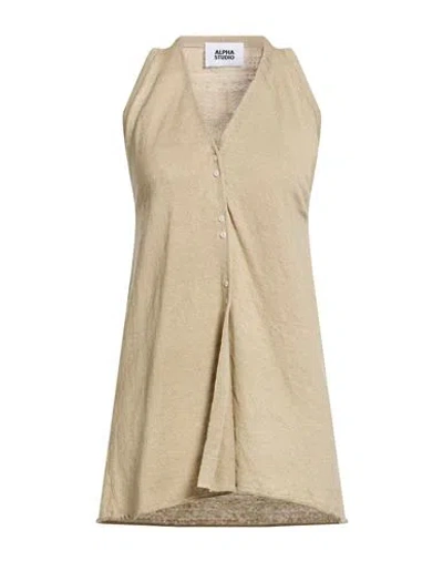 Alpha Studio Woman Cardigan Sand Size 6 Hemp In Brown