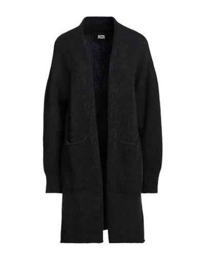 Alpha Studio Woman Cardigan Charcoal Size 4 Alpaca Wool, Polyamide, Cotton, Modal, Elastane In Grey