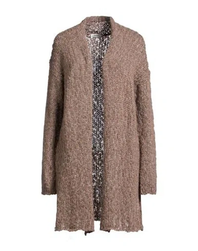 Alpha Studio Woman Cardigan Taupe Size 6 Acrylic, Alpaca Wool, Polyamide, Wool In Gray