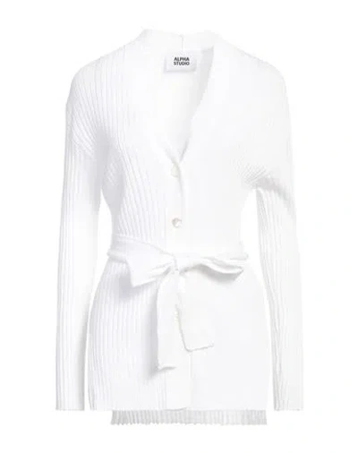 Alpha Studio Woman Cardigan White Size 10 Cotton