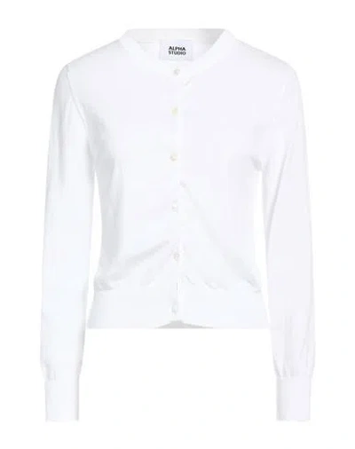 Alpha Studio Woman Cardigan White Size 10 Cotton