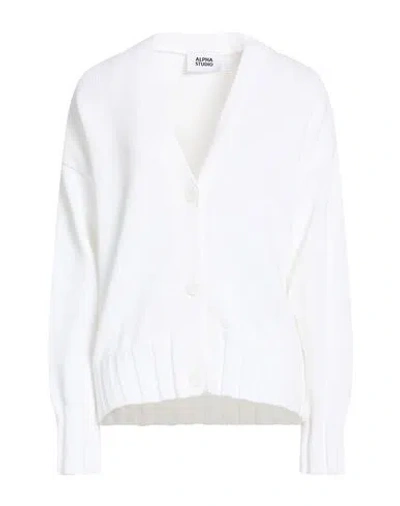 Alpha Studio Woman Cardigan White Size 10 Cotton