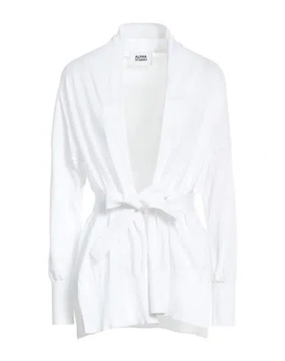 Alpha Studio Woman Cardigan White Size 8 Cotton
